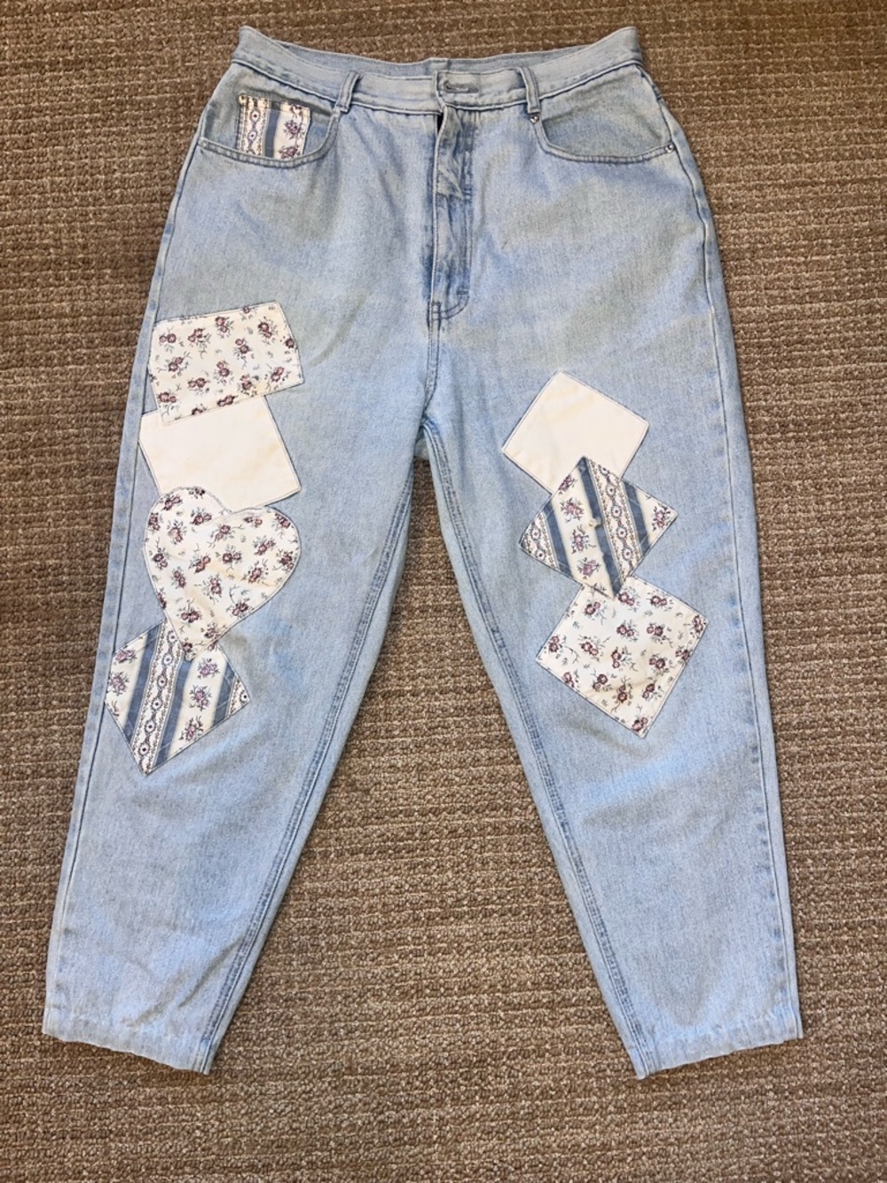 Stefano International Vintage Patchwork Floral High Waist Mom Jeans